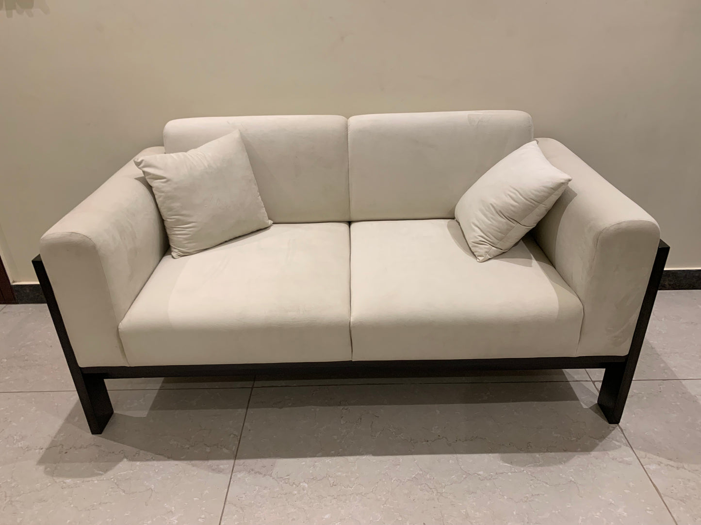 Two Seater Couch With Wooden Frame.